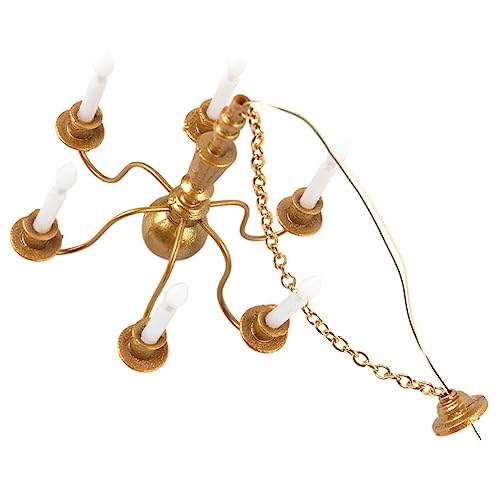 OSALADI Leuchter Puppenhaus-Kronleuchter Mini-Kronleuchter Deckenleuchte Dekoration Miniatur-Deckenleuchte Puppenhaus-Zubehör Für Wohnzimmer- Led-Tischlampe Deckenlampe von OSALADI