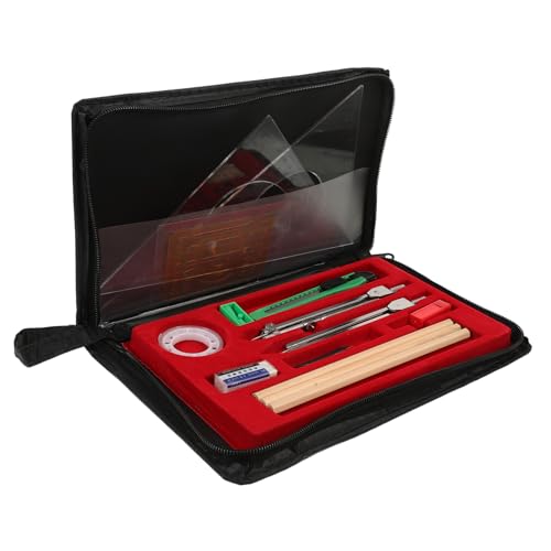 OSALADI Multifunktionales Zeichentool Kit Professionelles Zeichensatz mit Aufbewahrungsbox für Schule Technik und Holzverarbeitung Zeichenschablonen Bleistifte und von OSALADI