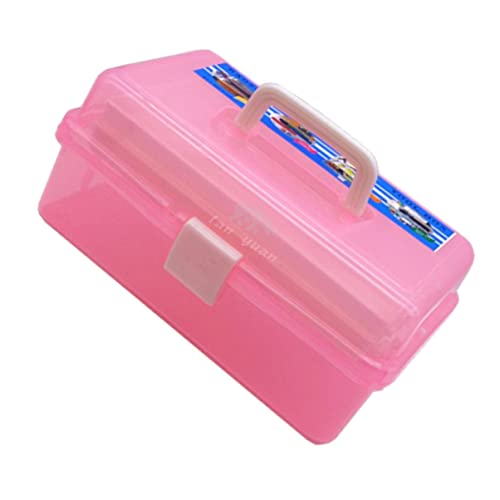 OSALADI Nail Art Werkzeugkoffer Transparente Dreischichtige Aufbewahrungsbox Kunststoff für Maniküre und Pediküre Leicht Griff für Zuhause Salon von OSALADI