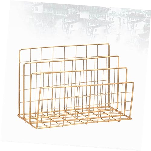 OSALADI Nordic Style Buchregal aus Goldener Zeitungs und Zeitschriftenständer für Schreibtisch Stufiges Design Platzsparend für Büro Küche und Badezimmer von OSALADI