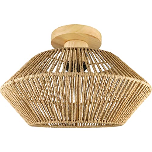 OSALADI Rattan-deckenleuchte Geflochtene Deckenlampe Moderner Stil -deckenlampe Wohnzimmerleuchte E27-sockel Leicht Zu Reinigen Geeignet Für Schlafzimmer Badezimmer Balkon von OSALADI