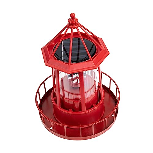 OSALADI Rotierendes Leuchtfeuer Solar-Rasen-Ornamente Dekorationslichter Solarbetriebener Rotierender Leuchtturm Solarleuchten Für Den Außenbereich Mikro-Led - von OSALADI