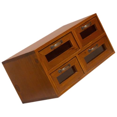 OSALADI Schreibtisch Organizer Holz Lagig mit Vintage Aufbewahrungsbox für Büro Schlafzimmer Kosmetik und Schmuck Multifunktionale Desktop Holzbox für Ordentliche Ablage von OSALADI