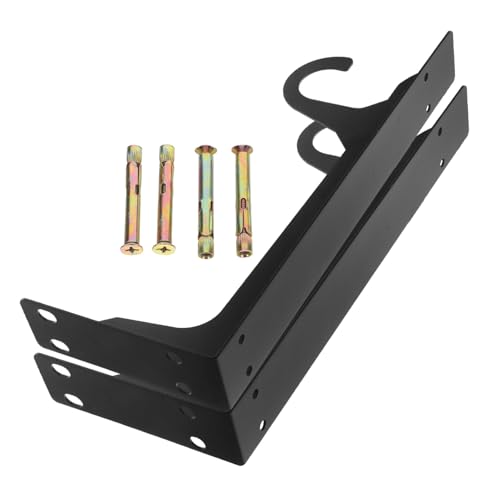 OSALADI Schwerlast-dreieck-wandhalterung mit Integrierter Hakenfunktion für Kleiderschrank Stabile Regalstütze für Küche und Garderobe Schwarz von OSALADI