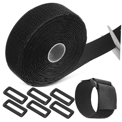 OSALADI Selbstklebendes Wiederverwendbares Klettband Kabelbinder mit Kunststoffschnallen Verstellbare Strapazierfähige Befestigungsbänder für Kabel und Seile Starke Haltekraft Flexibel von OSALADI