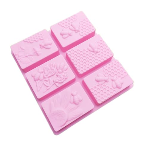 OSALADI Silikonform Seifenherstellung Bienenwabenform Hitzebeständig Langlebig Vielseitig für Kuchen Eis Fondant und DIY Seifen Rechteckige Form Backofen Zufällige Farbe Zufällige Farbe von OSALADI