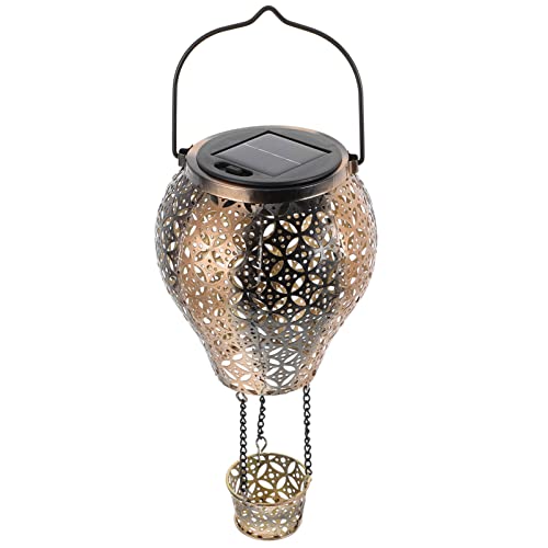 OSALADI Solar Hanging Laternen Retro Heißluftballon Solar Lantern LED Solar Gartenlichter Metall Lampe Außen wasserdichte Dekorative Licht für Garten Terrasse Gartendekoration von OSALADI