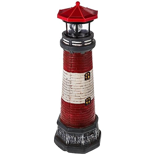 OSALADI Solar-Leuchtturm-Lampen- Für Den Außenbereich Solarbetriebene Led-Leuchtturm-Statue-Skulptur Mit Rotierender Lampe Gartenleuchte Für Terrasse Hof Landschaftslampe Rot von OSALADI