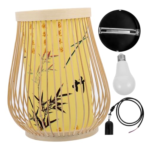OSALADI Tischlampe 1 Satz Bambus- Im Chinesischen Stil Schreibtischaufsatz Led-deckenleuchte Hängende Lichter Im Innenbereich Gewebte Leuchte Pendelleuchte Bambus Weben Domlicht Rattan von OSALADI