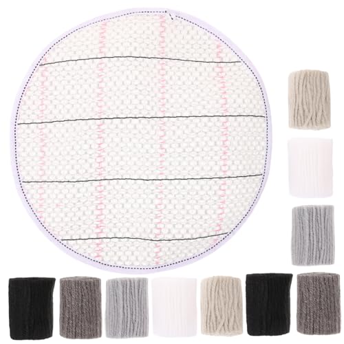 OSALADI Tufting Garn für Teppichherstellung Weiches Strapazierfähiges Garn in Schwarz Inklusive Rundem Netzuntergrund für DIY Teppiche Kissen und Decken Flauschig und Langlebig von OSALADI