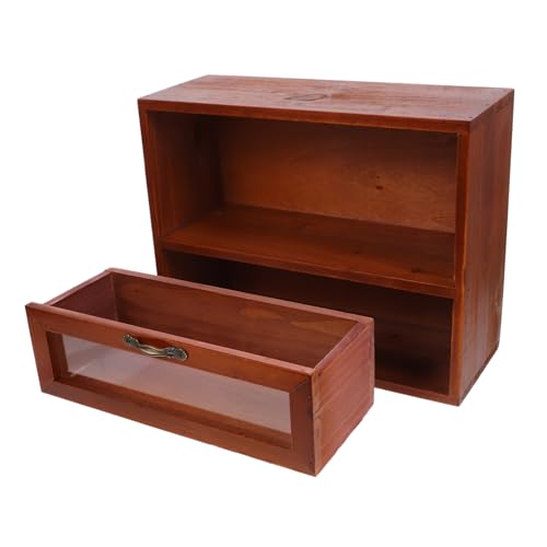 OSALADI Vintage Aufbewahrungsbox Schränke Und Arbeitsplatten Minischrank Aufsatzschrank Aufbewahrung Im Wandschrank Kleiner Holzschrank Stapelbare Kommode Alter Schrank Brown Acryl von OSALADI