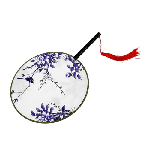 OSALADI Traditioneller Chinesischer Fächer für Frauen Runder Handventilator mit Quaste Vintage Design Antiker Holzgriff für Tanzaufführungen und Hochzeiten OSALADI Traditioneller Chinesischer Fächer für Frauen Runder Handventilator mit Quaste Vintage Design Antiker Holzgriff für Tanzaufführungen und Hochzeiten von OSALADI