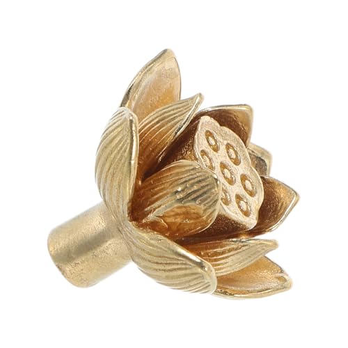 OSALADI Vintage Lotus Flower Türgriff Langlebigem Messing Retro Stil Blumendesign Dekorativer Schrankknopf für Küche Kleiderschrank und Möbel Pflegeleicht Antik Natürlicher Farbton von OSALADI