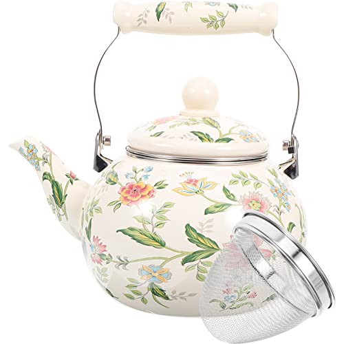 OSALADI Vintage Teekannen Vintage Emaille-Teekessel 2. 2 L Grüner Blumen-Emaille-Kaffeekessel Lose Mit Siebgriff Für Herd Emaille-Küchengeschirr Emaillierter Teekessel OSALADI Vintage Teekannen Vintage Emaille-Teekessel 2. 2 L Grüner Blumen-Emaille-Kaffeekessel Lose Mit Siebgriff Für Herd Emaille-Küchengeschirr Emaillierter Teekessel von OSALADI
