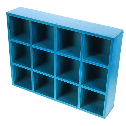 OSALADI Vintage Wandregal aus Holz Fächer Aufbewahrungsschrank Wandmontage Mediterraner Stil Blau für Wohnzimmer Büro Schreibtisch Dekoration Small Floating Shelves Display Organizer von OSALADI