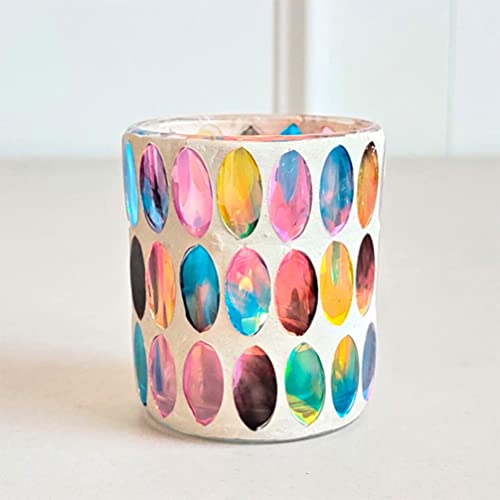 OSALADI Votiv-Kerzenhalter Glas Regenbogen-Mosaik-Kerzenhalter Glas Teelichthalter Teelichttasse Herzstück Für Die Hochzeitsfeier Zu Hause von OSALADI