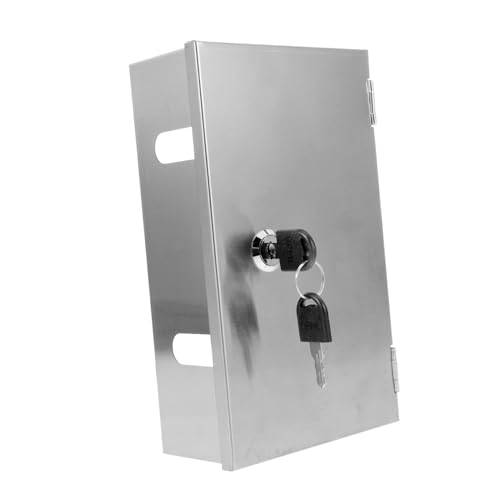 OSALADI Wasserdichte Abschließbare Edelstahl Steckdosenschutzbox für Außenbereich Diebstahlschutz Wetterfeste Elektrische Schutzabdeckung mit Sichtfenster Robustes Gehäuse für Steckdosen von OSALADI