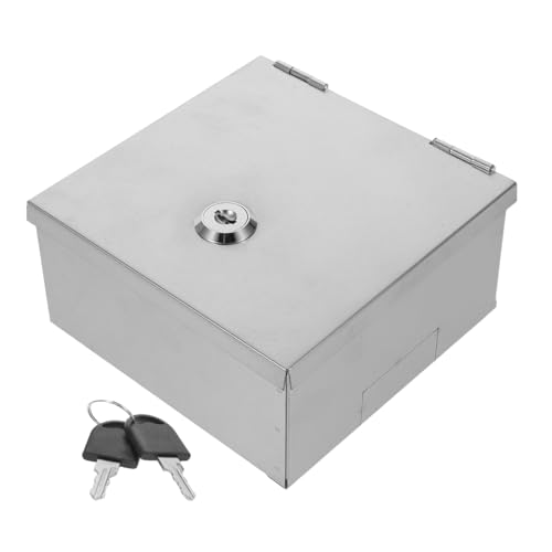 OSALADI Wasserdichte Edelstahl Steckdosen Schutzbox mit Schloss Wetterfeste Außeneinsatz Steckdosenabdeckung Diebstahlsicherer Anschlusskasten für Innen und Außenbereiche von OSALADI