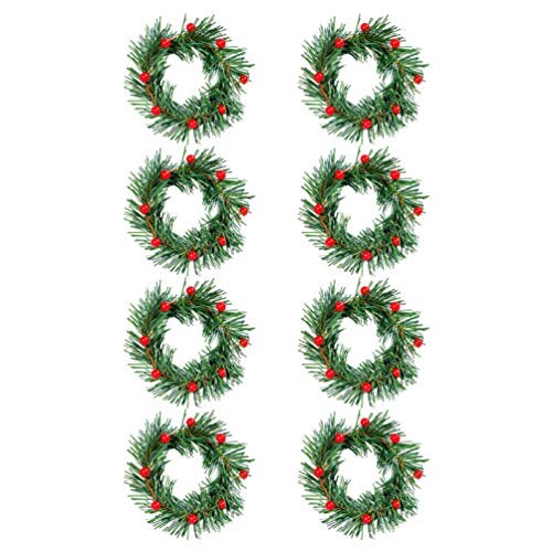 OSALADI Weihnachten kerzenring Künstliche Rot Beeren Mini Dekoringe Teelicht Ring Serviettenringe Handtuchring Halloween Weihnachten Silvester Hochzeit Party Tischdeko Mittelstücke Grün von OSALADI