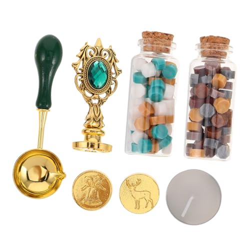 OSALADI Xmas Wax Seal Stamp mit Europäischem Edelstein-griff Einzigartige Motive Rentier Tannenbaum Glocke Mit Wachspaste Löffel und Geschenkbox für Karten Umschläge DIY und Weihnachten OSALADI Xmas Wax Seal Stamp mit Europäischem Edelstein-griff Einzigartige Motive Rentier Tannenbaum Glocke Mit Wachspaste Löffel und Geschenkbox für Karten Umschläge DIY und Weihnachten von OSALADI