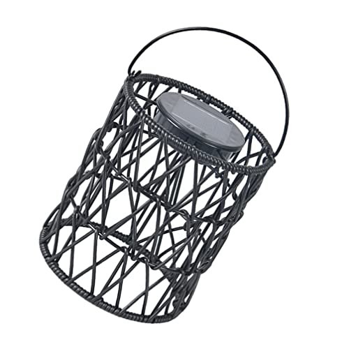 OSALADI hängende Außenlaterne Vintage-Pendelleuchte Sonnenlicht Hängeleuchte für den Garten Outdoor-Solarleuchte draussen Leuchter Garten Licht Landschaftslichter Dekorative Lichter Rattan von OSALADI