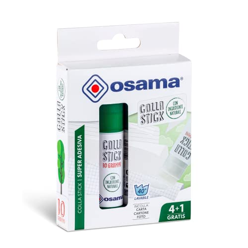 Osama – Klebestift Extra Stark, 5 Stück, 10 g-Klebestift-Set, Ideal für Schul- und Schreibbedarf, Büro und Uni - gleitend, resistent und für Kinder geeignet, klassische Natural von OSAMA