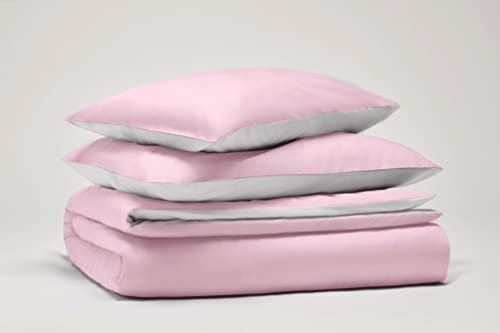 OSAMA Pantone™ Bettwäsche-Set für Doppelbett, 255 x 200 cm, 100% Baumwolle, Perkal 200 Fäden, 2 Einzelbetten, doppelseitig, Rosa/Weiß von SWEET HOME