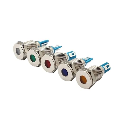 0.39 inch 10mm LED Metal LED Indicator Light Lamp Signal Lamp 12V 24V Car Boat Red Green Blue Amber LED Indicator OSBCMZGE(12V Red LED) von OSBCMZGE
