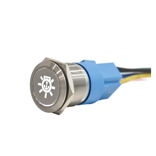 22MM Flat Head Metal Push Button Switch 1NO1NC Latching/Momentary with Anchor Light Symbol Illuminate Metal Push Button OSBCMZGE(Red LED,22MM_12V-24V) von OSBCMZGE