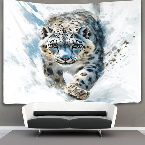 OSBELE 100cmx150cm Wandteppich Schneeleopard Wandteppiche Digital Illustrationsstil 3D-Druck Wandteppich Wandbehang Heimdekoration Wandteppich Wandbehang von OSBELE