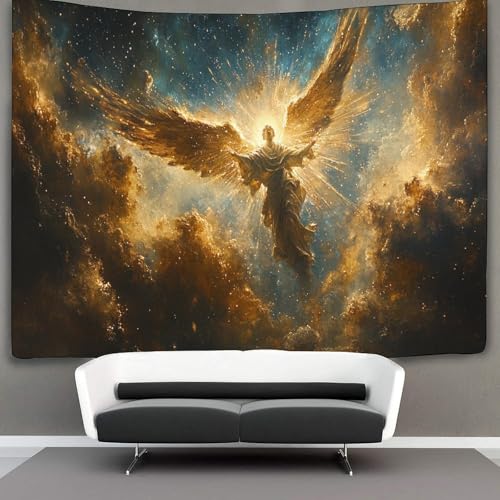 OSBELE Engel Wandteppich, Wandbehang Wandtuch Weltraum Licht Tapestry Wall Hanging,Wandteppich Wanddeko Für Schlafzimmer Wohnzimmer Wohnheim 150cmx200cm von OSBELE