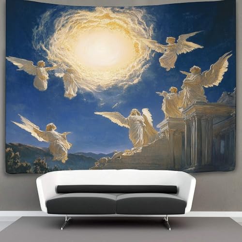 OSBELE Golden Sonnerise Wandteppich Wandtuch Wandbehang Tapestry Tapisserie Wanddekoration Engel in Robe Wandkunst Wandtücher 100cmx150cm von OSBELE