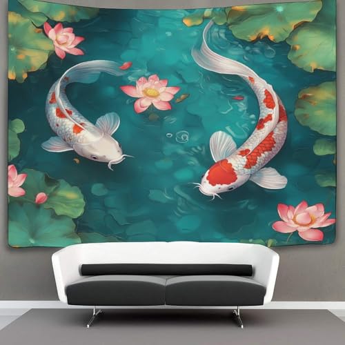 OSBELE Karpfen in Wandteppich Wandtuch Wandbehang Tapestry Tapisserie Wanddekoration Rosa Lotus And Green Leaves Wandkunst Wandtücher 100cmx150cm OSBELE Karpfen in Wandteppich Wandtuch Wandbehang Tapestry Tapisserie Wanddekoration Rosa Lotus And Green Leaves Wandkunst Wandtücher 100cmx150cm von OSBELE