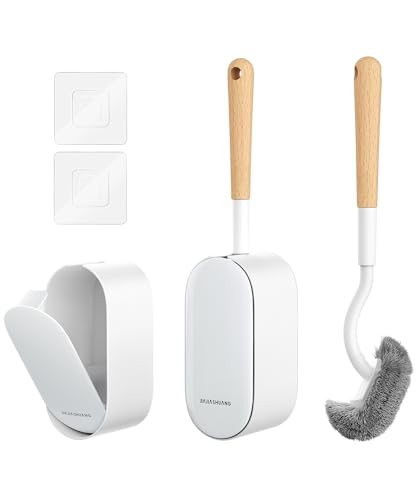 OSCIOSS Bambus-Toilettenbürsten-Set, 2 Stück, mit ergonomischem Design, kompakte Größe, langlebige Borsten, Holzhalter für die Badezimmerreinigung von OSCIOSS