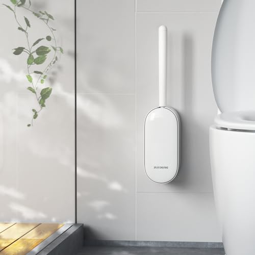 OSCIOSS WC-Bürste und Halter, WC-Bürste & Halter-Set mit ergonomischem Design, kompakte Größe, langlebige Borsten, Belüftungsschlitze Basis für Badezimmer von OSCIOSS