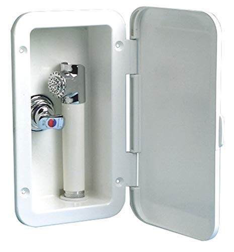 Osculati Dusch-Einbaukasten - 240mmx145mm - inkl. Mischbatterie für herausnehmbare Brausearmatur mit Druckschalter und 4m Schlauch von OSCULATI