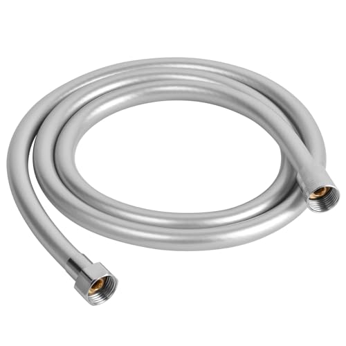 OSDUE 1.5M Brauseschlauch, Duschschlauch, PVC Universal Duschrohr mit Duschschlauch, Duschkopfschläuche, Brauseschlauch mit Knickschutz für Badarmaturen Ersatz, Chrom von OSDUE