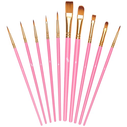 OSDUE 10 Stück Pinsel Set, Nylon Künstlerpinsel Hochwertige Premium Acrylfarben Pinselset für Aquarell Ölgemälde Malerei Ölfarben Brush Set für Anfänge Künstler Erwachsene und Kinder, Rosa OSDUE 10 Stück Pinsel Set, Nylon Künstlerpinsel Hochwertige Premium Acrylfarben Pinselset für Aquarell Ölgemälde Malerei Ölfarben Brush Set für Anfänge Künstler Erwachsene und Kinder, Rosa von OSDUE