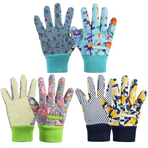 OSDUE 3 Paar Kinder Gartenhandschuhe, Schutzhandschuhe Handschuhe, mit Schaumgummi-Beschichtung für Garten und Arbeitshandschuhe für Mädchen und Jungen(für 6–9 Jahre) von OSDUE