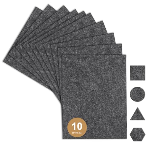 OSDUE Filzgleiter Selbstklebend, 10 Stück 16 x 20cm Antirutsch Pads zum Zuschneiden, 4mm Dicke Filzgleiter für Stühle Filz Selbstklebend für Möbelbeinschieber und Handwerk (Grau) von OSDUE