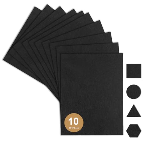 OSDUE Filzgleiter Selbstklebend, 10 Stück 16 x 20cm Antirutsch Pads zum Zuschneiden, 4mm Dicke Filzgleiter für Stühle Filz Selbstklebend für Möbelbeinschieber und Handwerk (Schwarz) von OSDUE