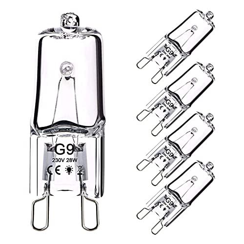 OSDUE 5 Stück G9 Halogenglühbirne, 28W 230V Halogen Leuchtmittel Warmweiße 2800K, Halogen Dimmbar für Backofen Mikrowellen Herd Deckenleuchten OSDUE 5 Stück G9 Halogenglühbirne, 28W 230V Halogen Leuchtmittel Warmweiße 2800K, Halogen Dimmbar für Backofen Mikrowellen Herd Deckenleuchten von OSDUE