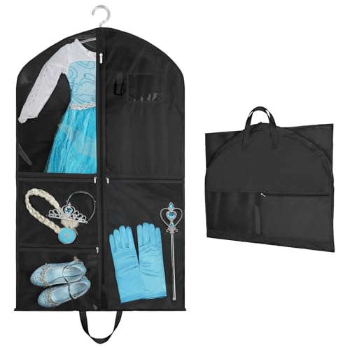 OSDUE Kinder-Kleidungstasche, Kinder-Kleidersack mit 5 Taschen, Faltbare Kinder Kleidersack Kurz Kleidungs Hängeabdeckung für einfache Organisation für Tänzer,Aufführungen,Schönheitswettbewerbe,Reisen von OSDUE