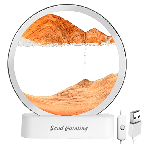 OSDUE Sandbilder zum Drehen, 3D Dynamisches Sandbild, Bewegtes Sandbild Natürliche Landschaft, für Zuhause, Ornament, Desktop-Kunst, Bücherregale, Dekoration (Orange, 7 Zoll) von OSDUE