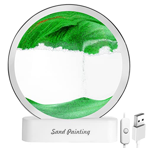 OSDUE Sandbilder zum Drehen, 3D Dynamisches Sandbild, Bewegtes Sandbild Natürliche Landschaft, für Zuhause, Ornament, Desktop-Kunst, Bücherregale, Dekoration (Grün, 7 Zoll) von OSDUE