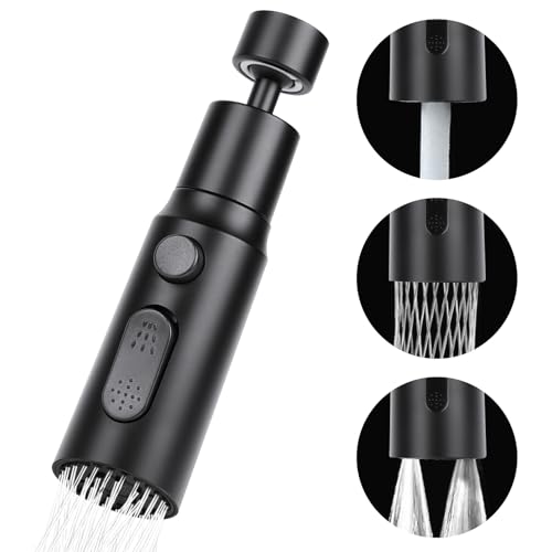OSDUE Wasserhahn Luftsprudler, 3 Modi Küche Bad Wasserhahn Bubbler Filter mit 2 (M22 und F24) Adaptern, 360 Grad Schwenkbarer Multifunktionaler Wassersparender für Küche/Bad Hahn (Schwarz) von OSDUE