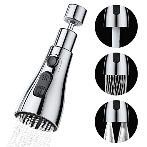 OSDUE Wasserhahn Luftsprudler, 3 Modi Küche Bad Wasserhahn Bubbler Filter mit 2 (M22 und F24) Adaptern, 360 Grad Schwenkbarer Multifunktionaler Wassersparender für Küche/Bad Hahn von OSDUE