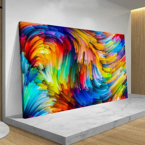 OSHIONARTE Abstract Colorful Rainbow Canvas Wall Decor Bright Multicolor Splash Picture Modern Painting Artwork for Home Office Decor 70x115cm OSHIONARTE Abstract Colorful Rainbow Canvas Wall Decor Bright Multicolor Splash Picture Modern Painting Artwork for Home Office Decor 70x115cm von OSHIONARTE