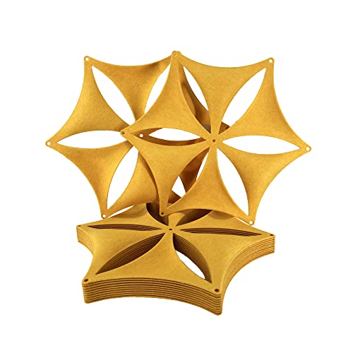 12 Stück 3D-Blumen-Venus-Raumteiler zum Aufhängen, 35,6 x 30,5 cm Bildschirmplatten, hochdichte Polyesterfaserplatte, geschnitten, Raumteiler, Heimdekoration (Gold) von OSHIYINN