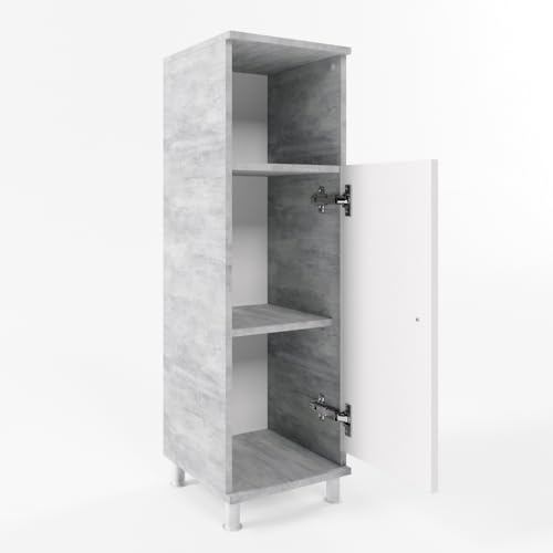 Vicco Midischrank Fynn, Beton/Weiß, 30 x 95 cm von Vicco